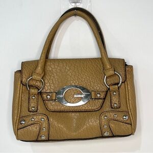 GUESS Y2K VINTAGE G-logo PORTOCALL MINI Tan Satchel with Top Handles